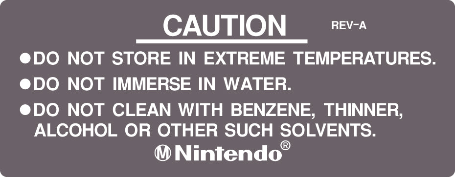Nintendo NES Game Cartridge Back Label [REV A Variant]