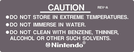 Nintendo NES Game Cartridge Back Label [REV A Variant]