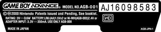GameBoy Advance Console Chobits Serial Label