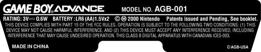 GameBoy Advance Model Label [Standard Variant]