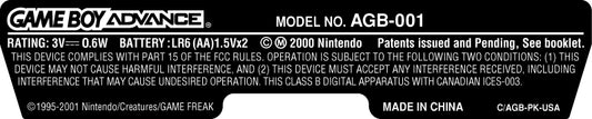 GameBoy Advance Model Label [Pokémon Variant]