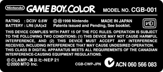 GameBoy Color Console Model Label [Sakura Variant]