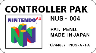 Nintendo 64 Controller PAK Label