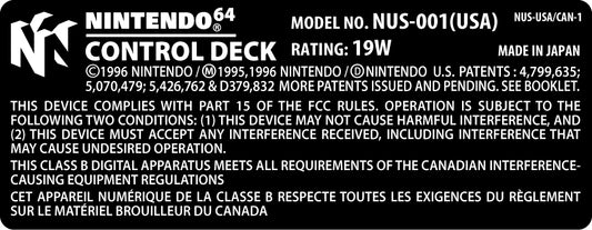 Nintendo 64 Console Model Label [Funtastic Console Version]