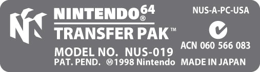 Nintendo 64 Transfer PAK Label