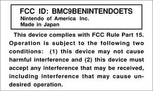 Nintendo NES Console FCC Label