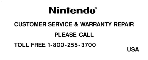 Nintendo NES Console Warranty Label
