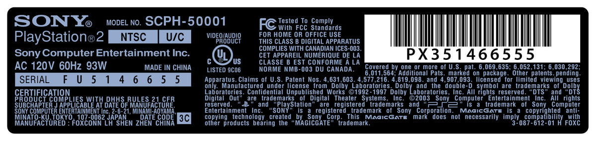 PlayStation 2 Console Model Label [SCPH-50001] – Hoskbrew