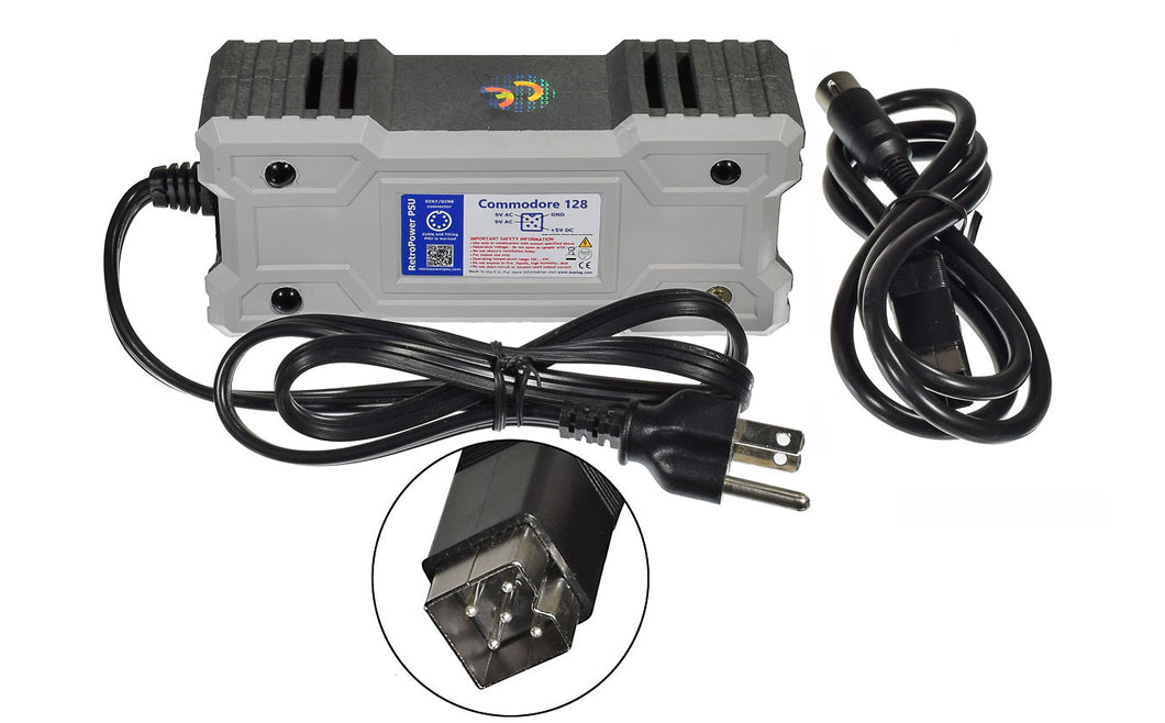 RetroPower PSU C128 US - Replacement Commodore 128 Power Supply, US Plug