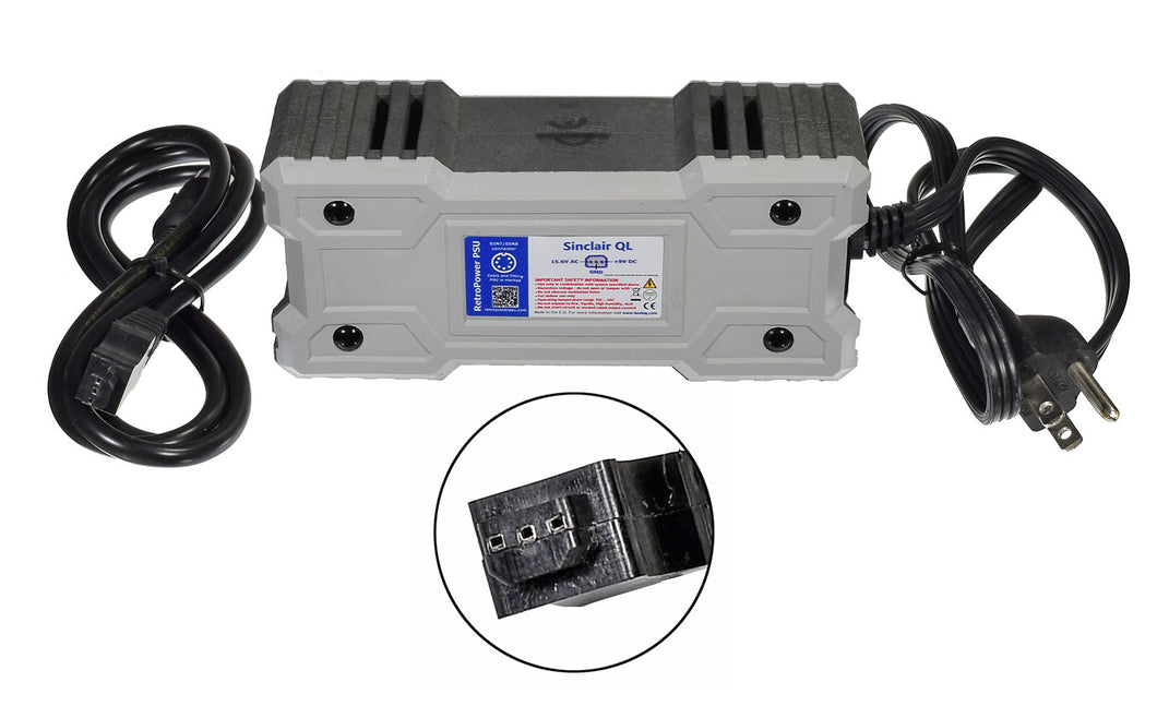 RetroPower PSU Sinclair QL US - Replacement Sinclair QL Power Supply, US Plug