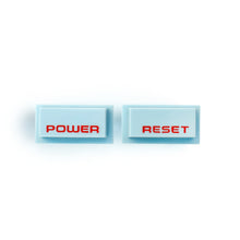 Load image into Gallery viewer, NES Console Power/Reset Buttons [Red Text] [Solid Light Blue Button]