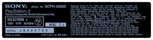 PlayStation 2 Console Model Label [SCPH-30000]