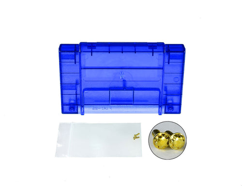 Super Nintendo Game Cartridge Shell [Clear Blue] [With Logo]