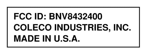 ColecoVision Console FCC Label