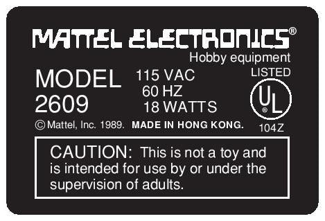 Intellivision 1 Model Label