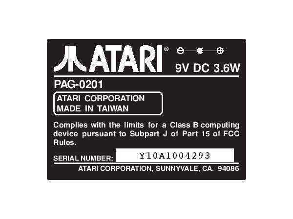 Atari Lynx 1 Serial Number Label