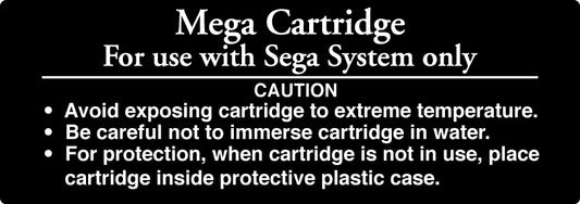 Sega Master System Cartridge Back Label